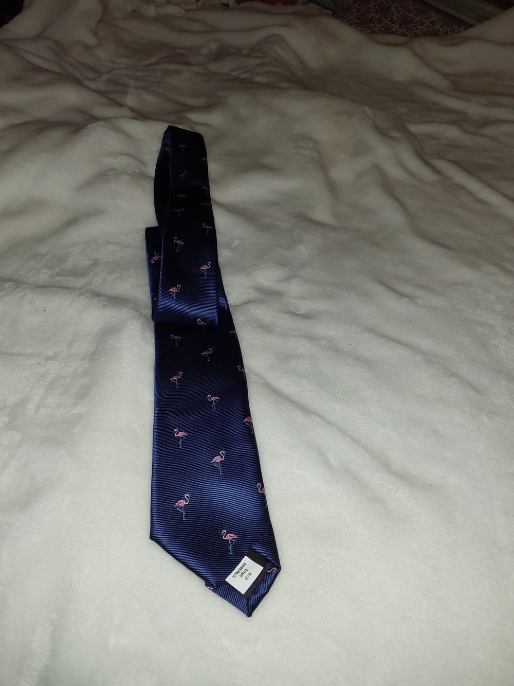 Banana Republic Navy Tie with Pink Flamingo Motif
